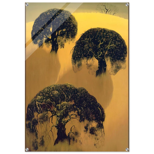 Three Oaks - Eyvind Earle Acrylic Print - 70x100 cm / 28x40″ inches