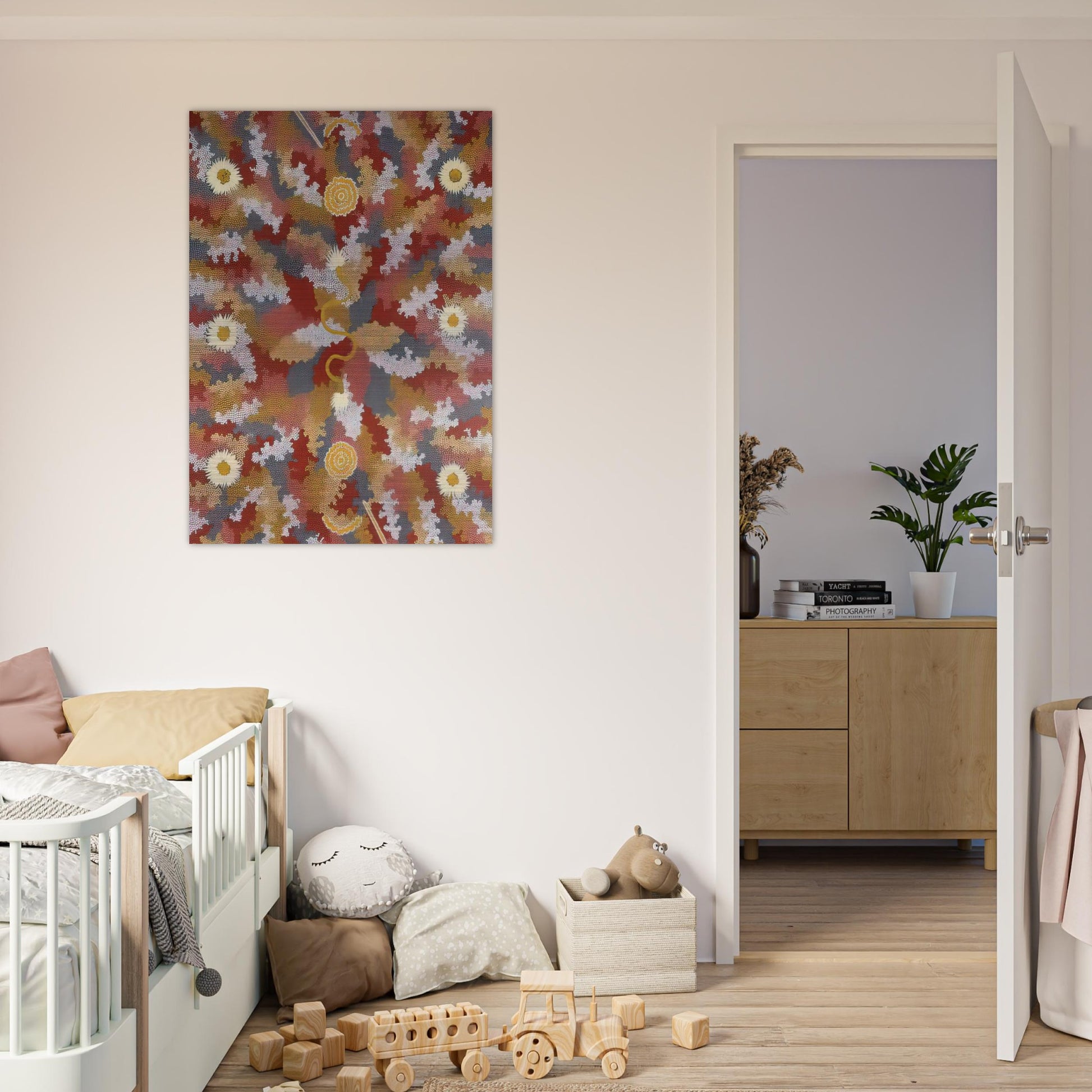 Men's Corroborie - 1990 - Clifford Possum Tjapaltjarri Brushed Aluminum Print - 70x100 cm / 28x40 inches | Clifford Possum Tjapaltjarri Aluminum Print | Clifford Possum Tjapaltjarri Prints