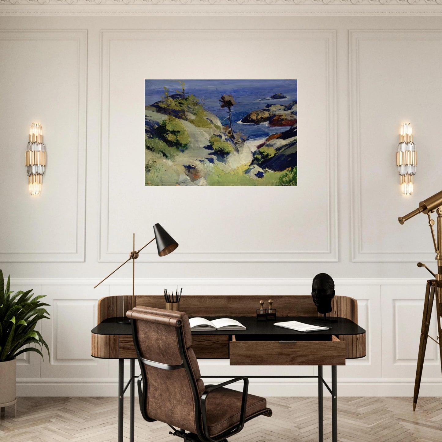 Monhegan Landscape - Edward Hopper Brushed Aluminum Print - 70x100 cm / 28x40 inches | Edward Hopper Aluminum Print | Edward Hopper Prints