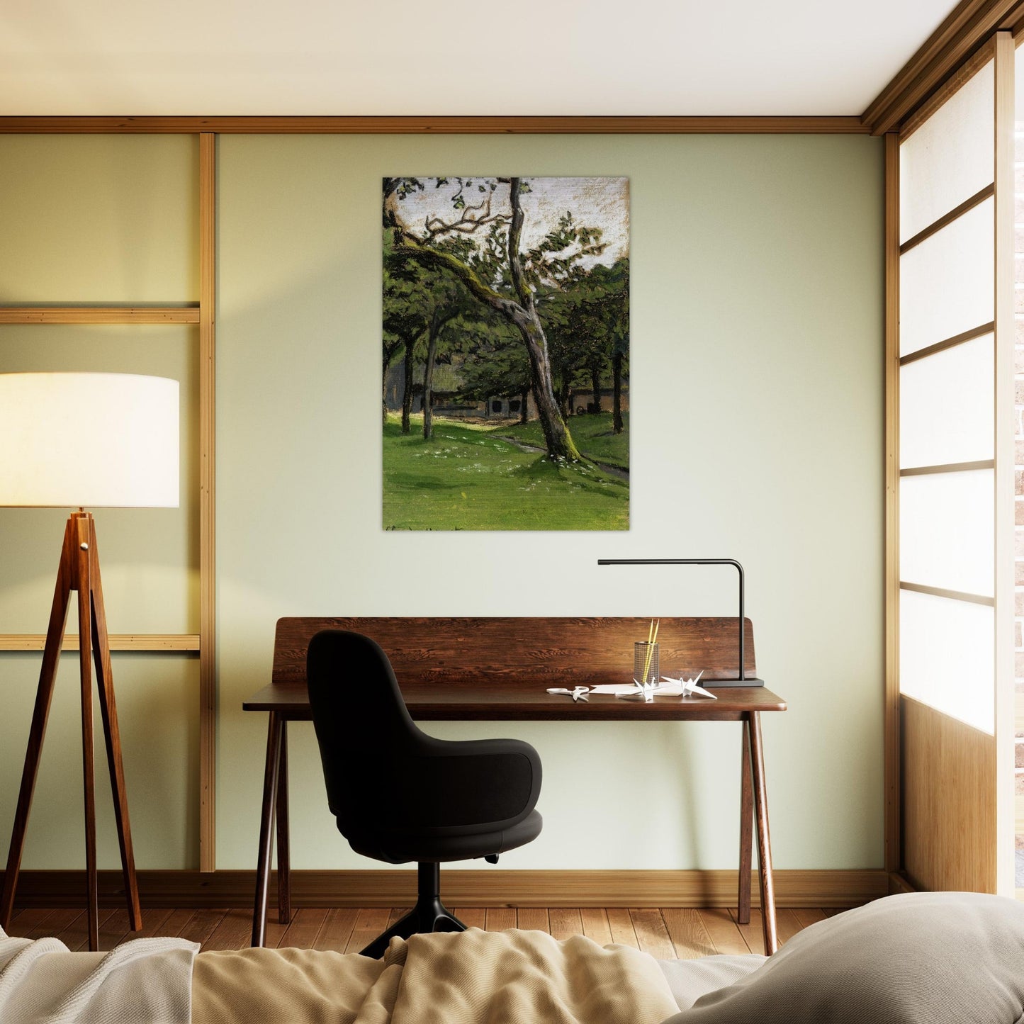 Norman Farm through the Trees - claude monet Brushed Aluminum Print - 70x100 cm / 28x40 inches | claude monet Aluminum Print | claude monet Prints