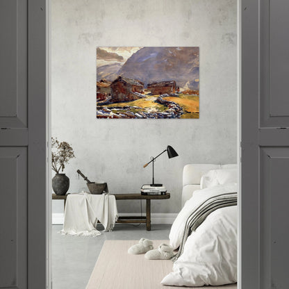 Simplon Pass Chalets - John Singer Sargent Brushed Aluminum Print - 70x100 cm / 28x40 inches | John Singer Sargent Aluminum Print | John Singer Sargent Prints