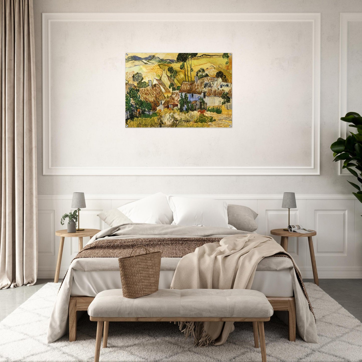 Thatched Houses against a Hill - Vincent van Gogh Acrylic Print - 70x100 cm / 28x40″ inches | Vincent van Gogh Wall Art | Vincent van Gogh Prints