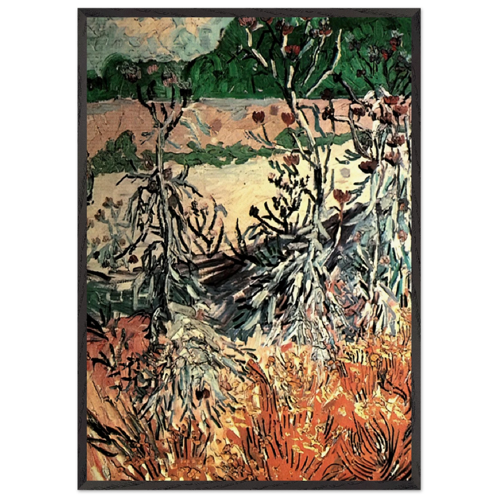 Thistles N2 - Vincent van Gogh 70x100 cm / 28x40 inches Framed Art Print – Black Wooden Frame