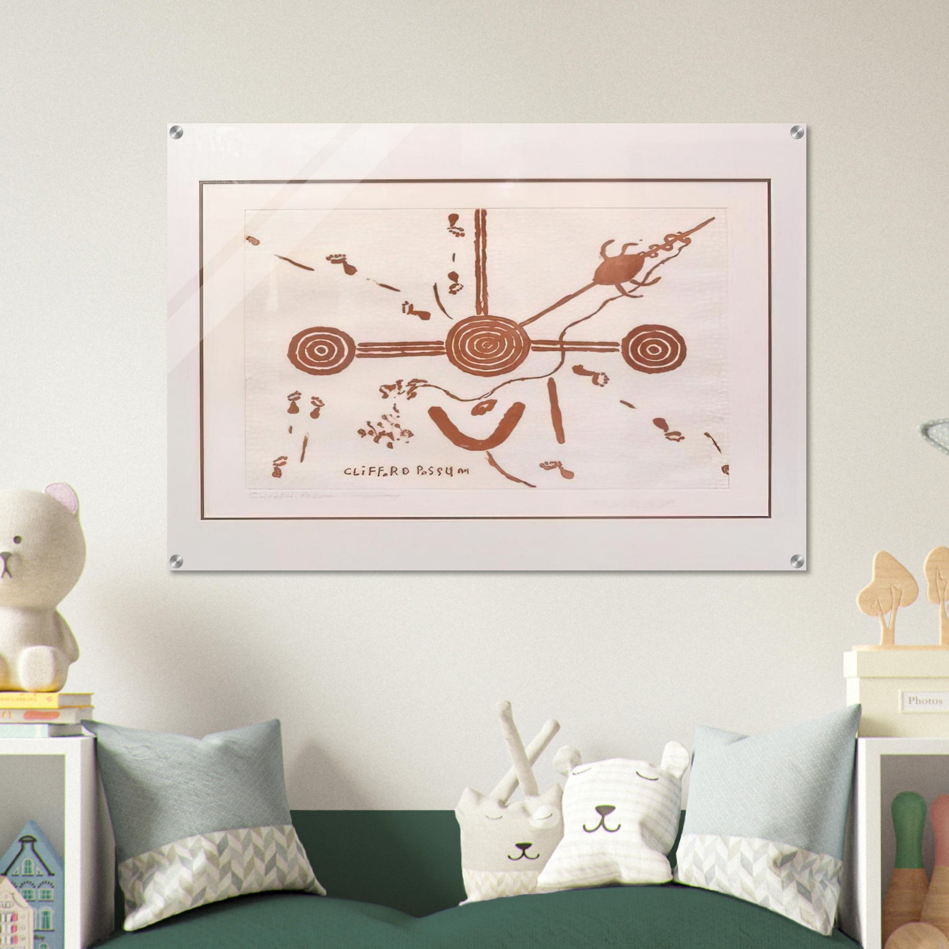 Ngarlu, Love Story - 1994 - Clifford Possum Tjapaltjarri Acrylic Print - 70x100 cm / 28x40″ inches