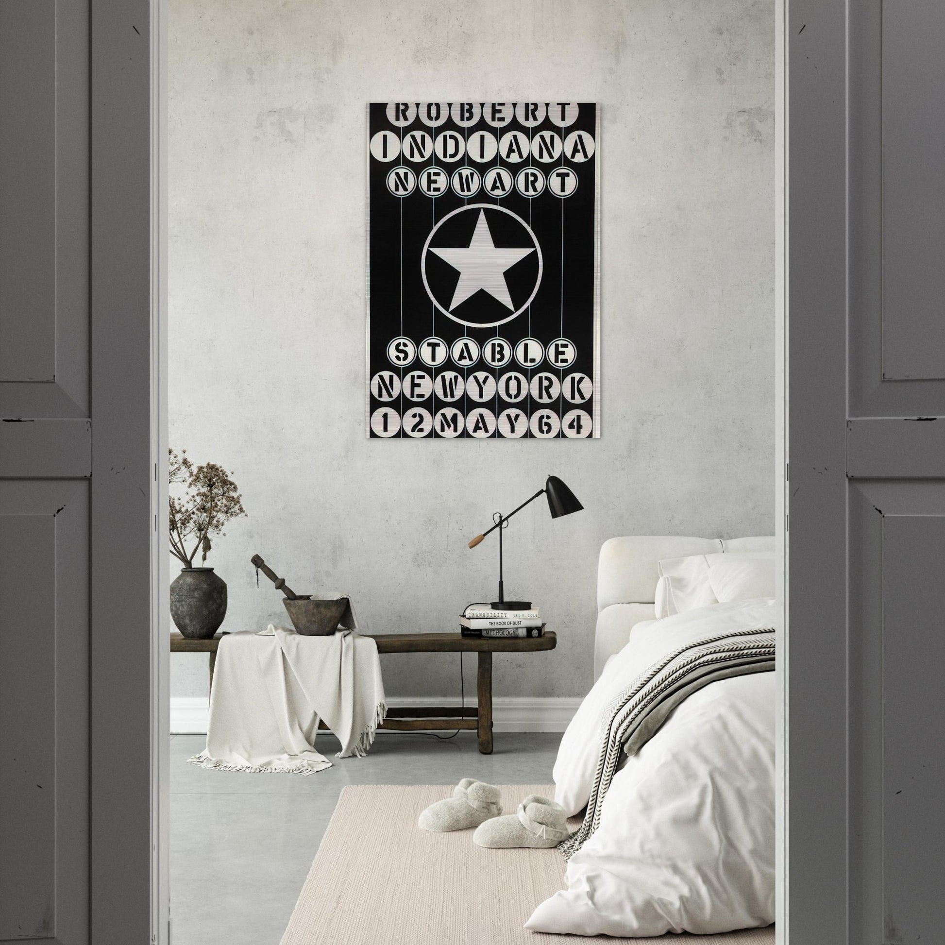 Robert Indiana, New Art, Stable New York - Robert Indiana Brushed Aluminum Print - 70x100 cm / 28x40 inches | Robert Indiana Aluminum Print | Robert Indiana Prints
