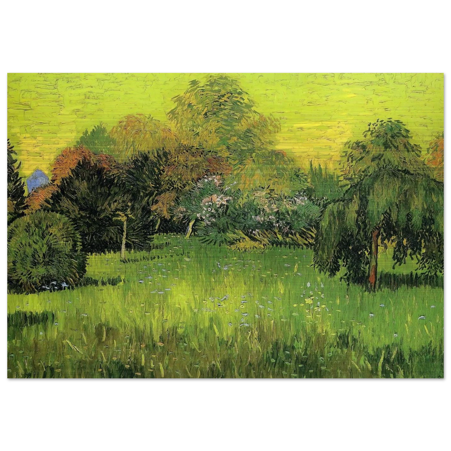Public Park with Weeping Willow The Poet s Garden I - Vincent van Gogh Brushed Aluminum Print - 70x100 cm / 28x40 inches | Vincent van Gogh Aluminum Print | Vincent van Gogh Prints