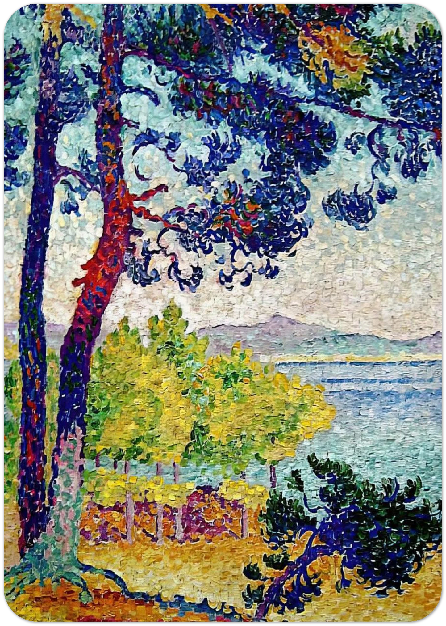 Afternoon at Pardigon, Var By Henri-Edmond Cross Pack of 10 Post Cards | Henri-Edmond Cross Post Cards | A6 (10.5 x 14.8 cm) - 4.1 x 5.8 inches