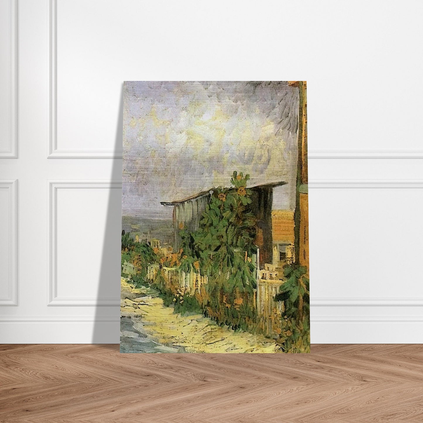 Montmartre Path with Sunflowers - Vincent van Gogh Brushed Aluminum Print - 70x100 cm / 28x40 inches | Vincent van Gogh Aluminum Print | Vincent van Gogh Prints