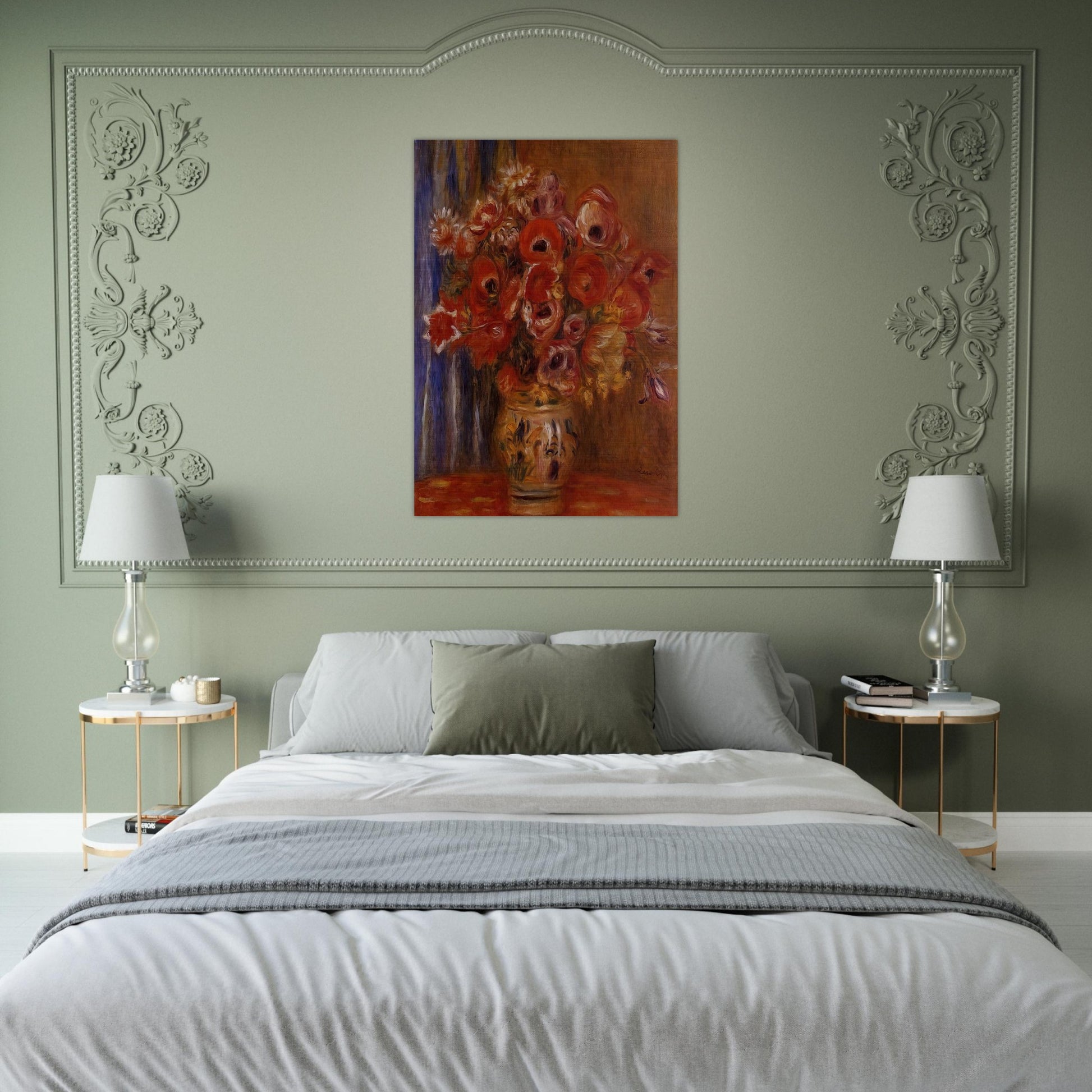 Vase of Tulips and Anemones - Pierre-Auguste Renoir Brushed Aluminum Print - 70x100 cm / 28x40 inches | Pierre-Auguste Renoir Aluminum Print | Pierre-Auguste Renoir Prints