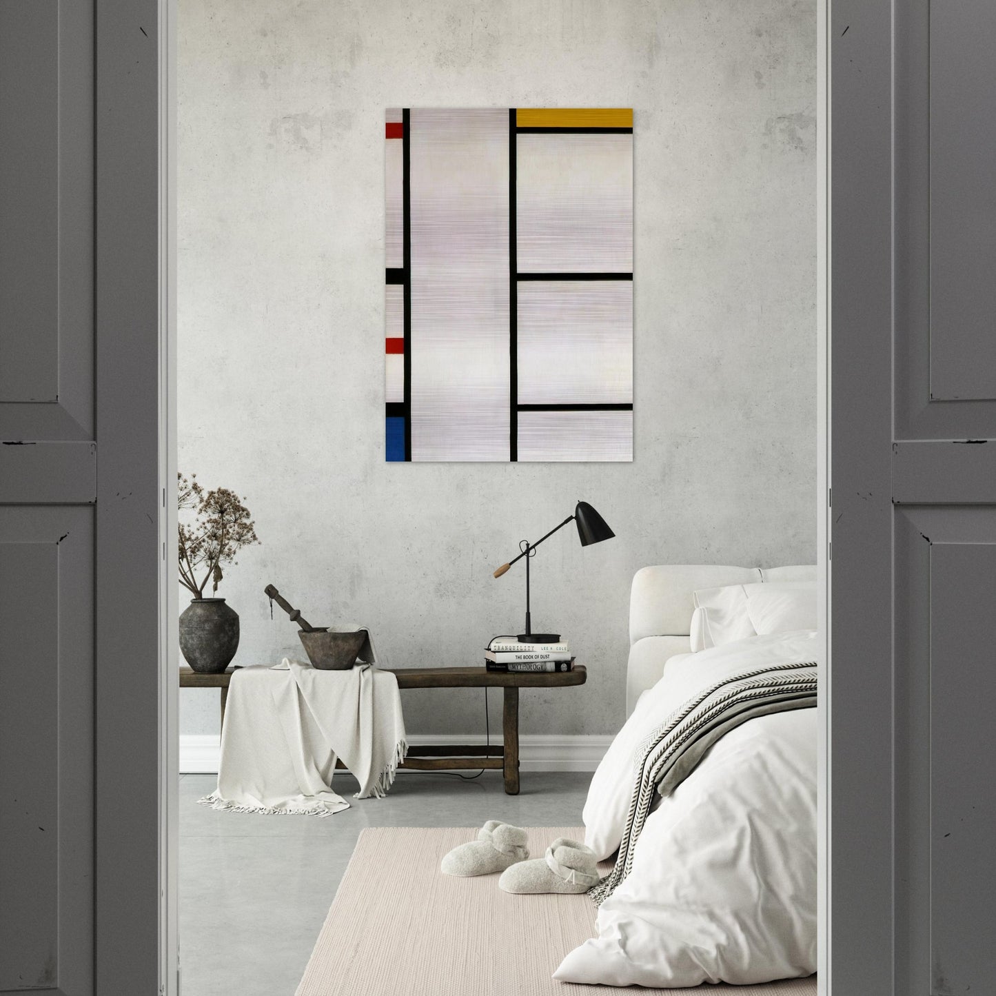 Composition No. III Blanc-Jaune - Piet Mondrian Brushed Aluminum Print - 70x100 cm / 28x40 inches | Piet Mondrian Aluminum Print | Piet Mondrian Prints