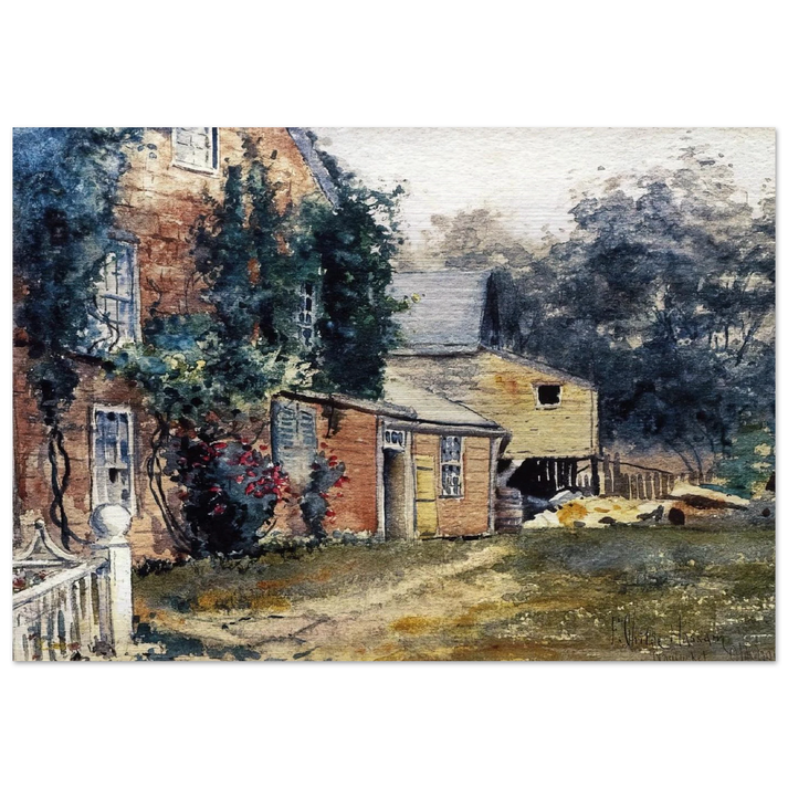 Old House, Nantucket - Childe Hassam Brushed Aluminum Print - 70x100 cm / 28x40 inches | Childe Hassam Aluminum Print | Childe Hassam Prints