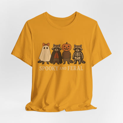 Camiseta de mapache espeluznante, divertida camiseta gráfica de Halloween, bonita camiseta vintage de otoño, moderna camiseta de Halloween para mujer, camiseta de mapache salvaje