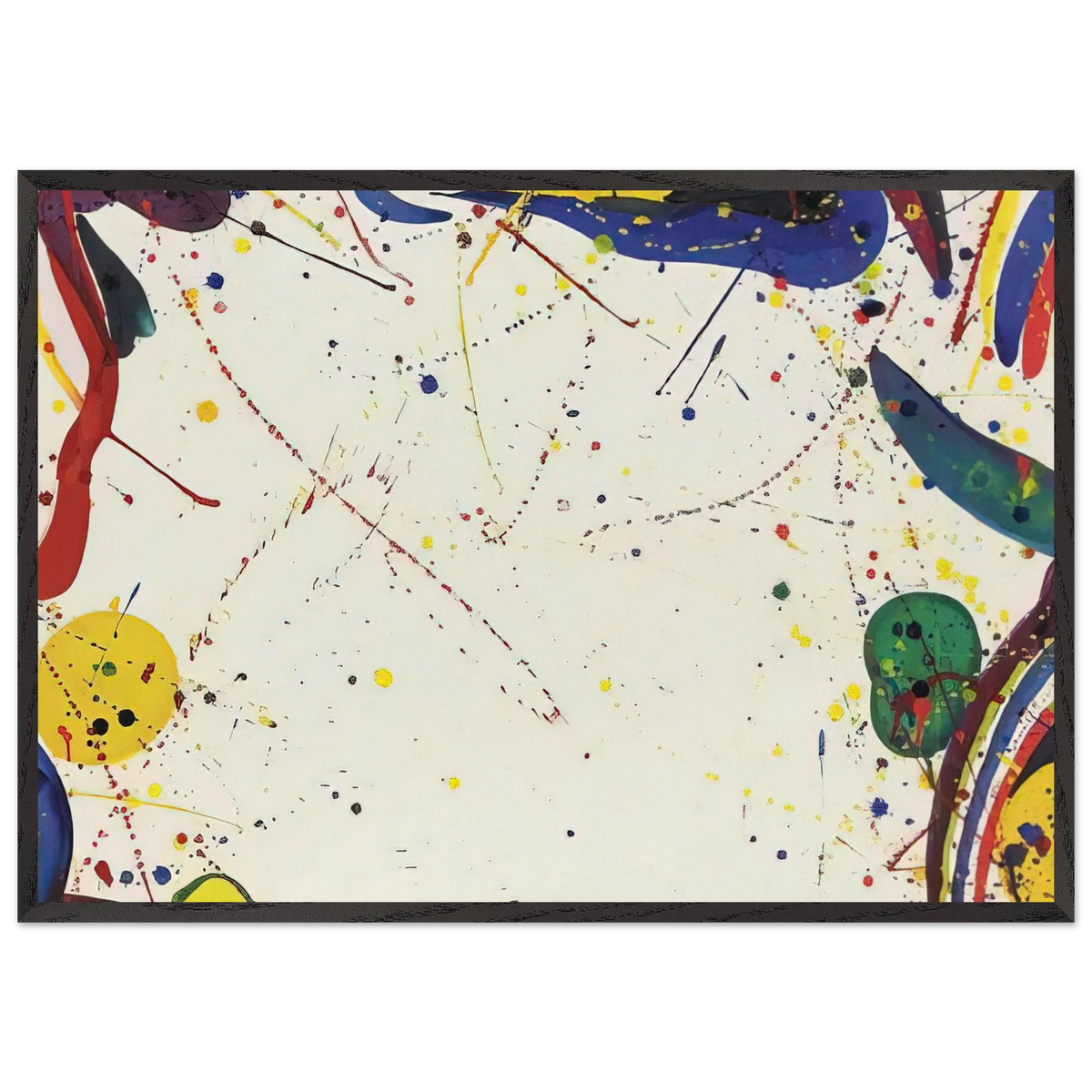 2 Pri-Rain - Sam Francis 70x100 cm / 28x40 inches Framed Art Print – Black Wooden Frame