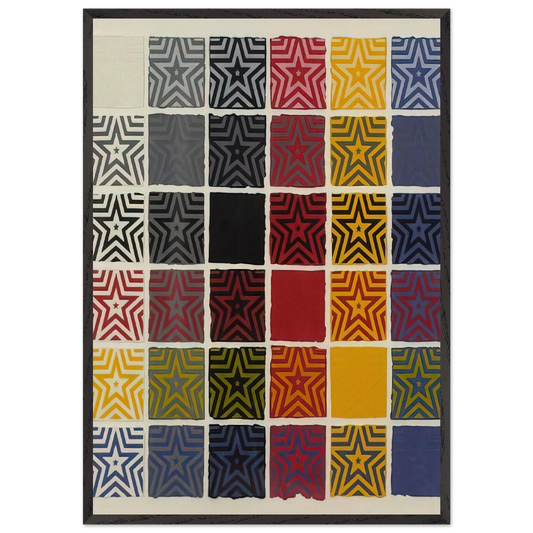 Stars 5 Pointed - Sol LeWitt 70x100 cm / 28x40 inches Framed Art Print – Black Wooden Frame
