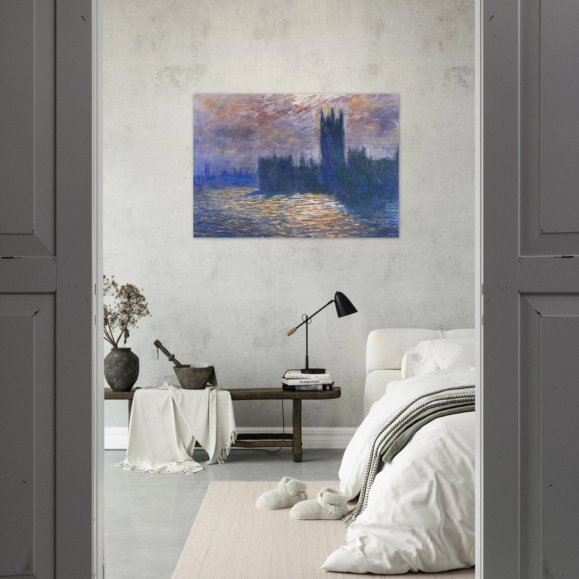 Parliament, Reflections on the Thames - claude monet Brushed Aluminum Print - 70x100 cm / 28x40 inches | claude monet Aluminum Print | claude monet Prints