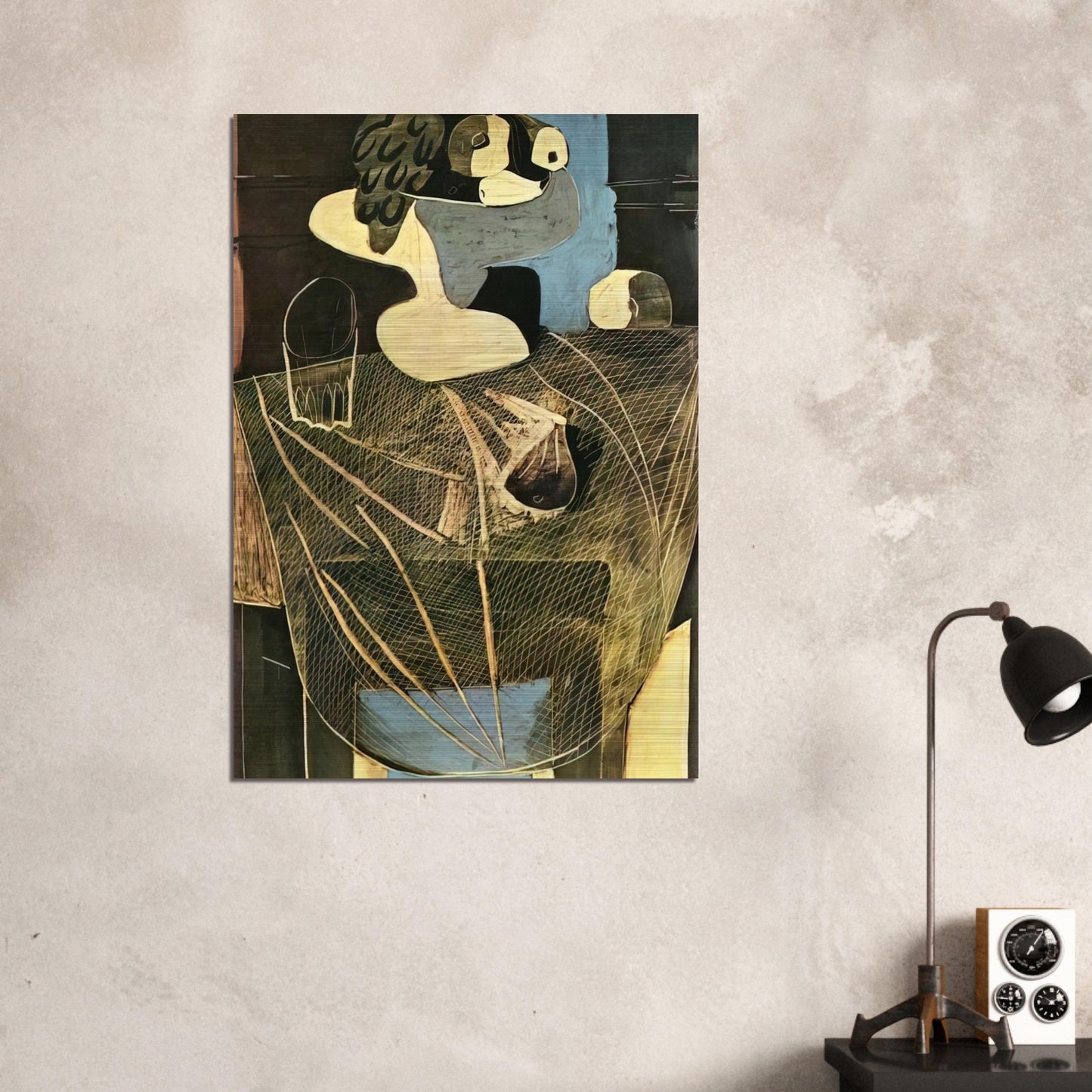 Still life with fishing net - Pablo Picasso Brushed Aluminum Print - 70x100 cm / 28x40 inches | Pablo Picasso Aluminum Print | Pablo Picasso Prints