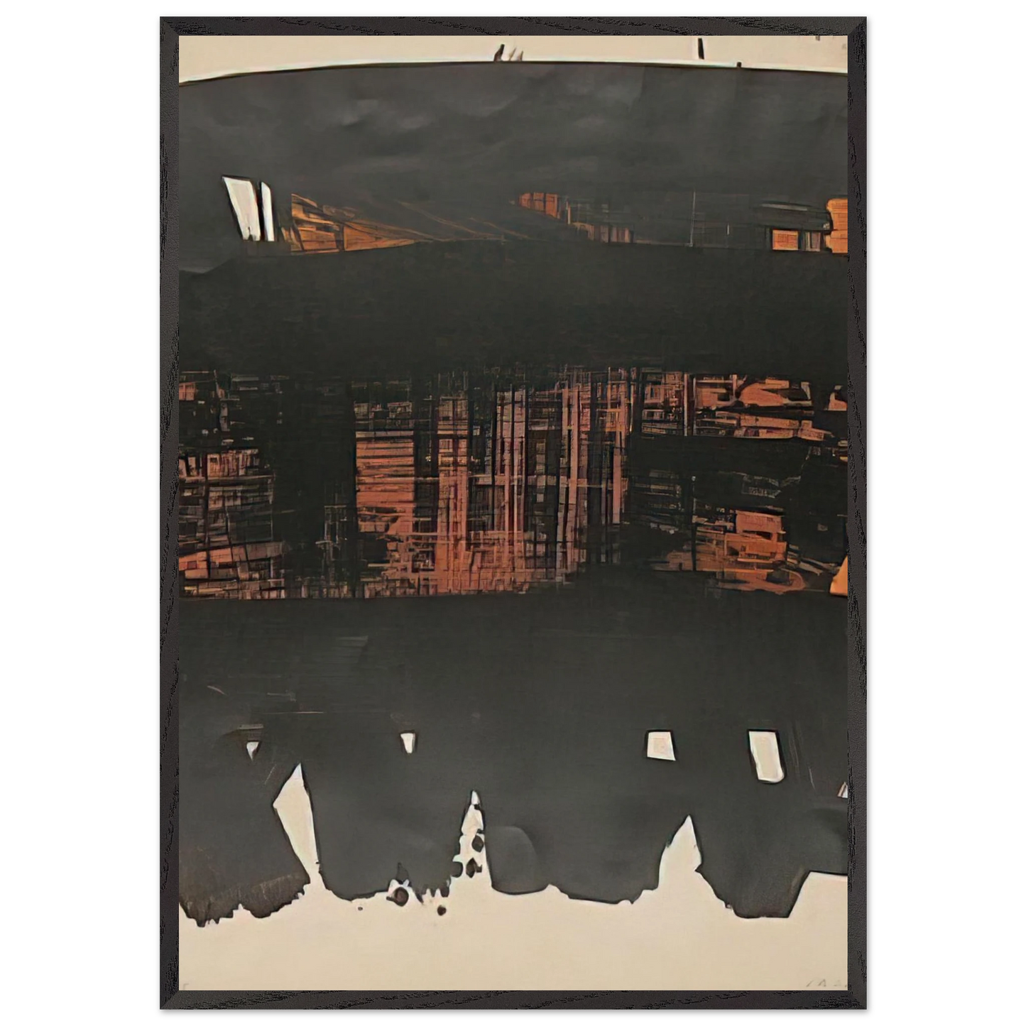 Lithographie No 22 - 1969 - Pierre Soulages 70x100 cm / 28x40 inches Framed Art Print – Black Wooden Frame