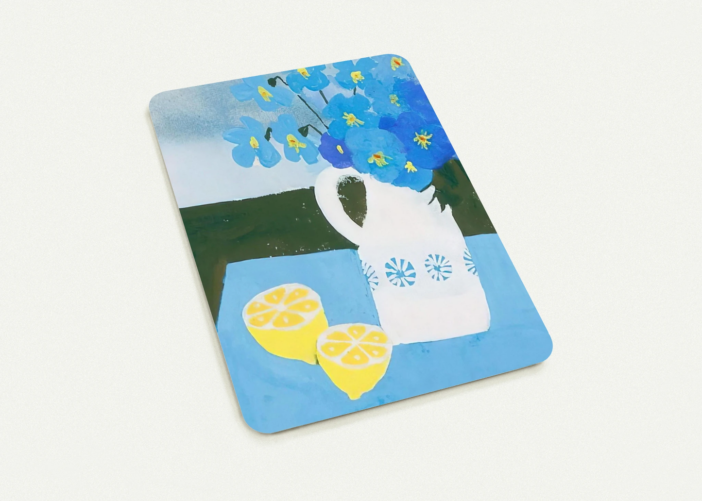 Flowers in a vase with lemon - 1987 By Mary Fedden Pack of 10 Post Cards | Mary Fedden Post Cards | A6 (10.5 x 14.8 cm) - 4.1 x 5.8 inches
