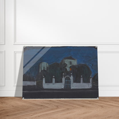 NIGHT GARDEN WITH BUILDINGS - Gabriele Munter Acrylic Print - 70x100 cm / 28x40″ inches | Gabriele Munter Wall Art | Gabriele Munter Prints