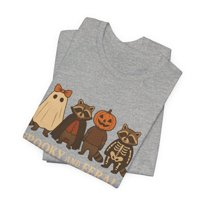 Camiseta de mapache espeluznante, divertida camiseta gráfica de Halloween, bonita camiseta vintage de otoño, moderna camiseta de Halloween para mujer, camiseta de mapache salvaje