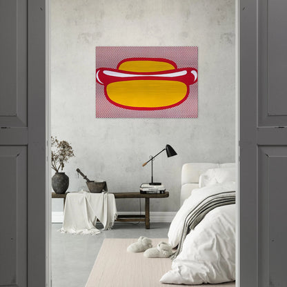 HOT DOG 1964 - Roy Lichtenstein Brushed Aluminum Print - 70x100 cm / 28x40 inches | Roy Lichtenstein Aluminum Print | Roy Lichtenstein Prints