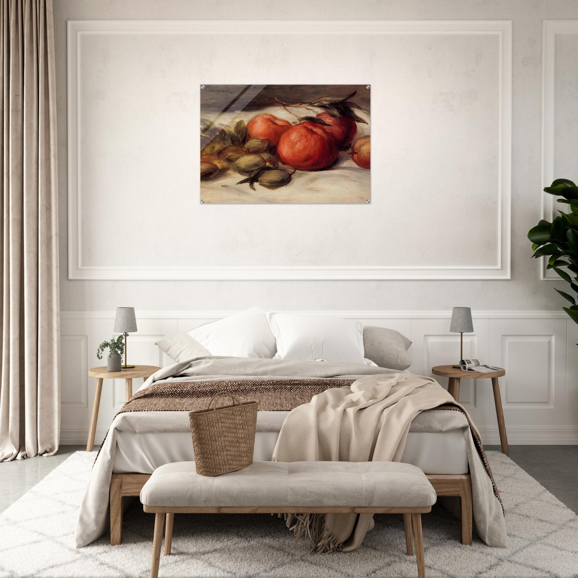 Still Life with Apples and Almonds - Pierre-Auguste Renoir Acrylic Print - 70x100 cm / 28x40″ inches