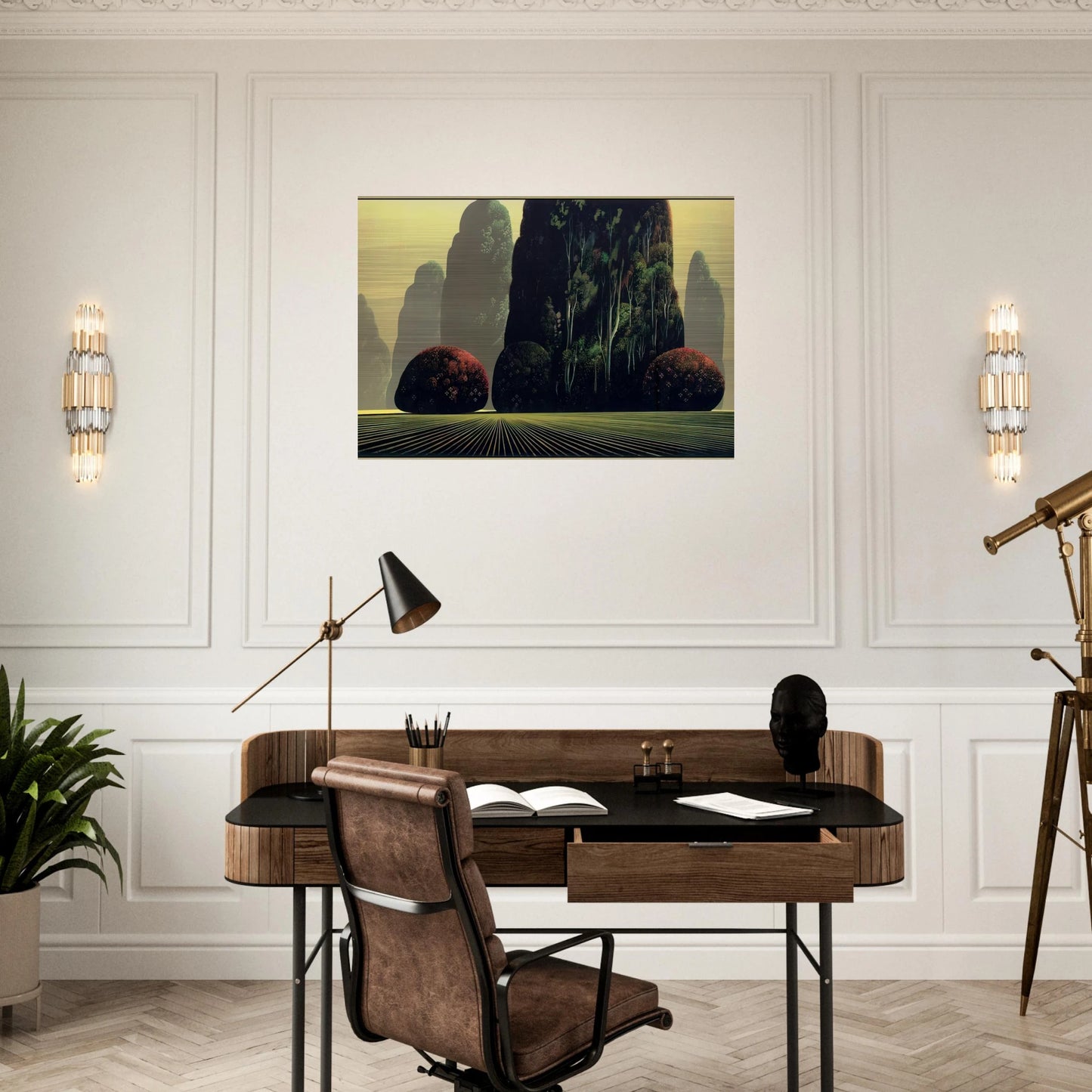 Autumn Eucalyptus - Eyvind Earle Brushed Aluminum Print - 70x100 cm / 28x40 inches | Eyvind Earle Aluminum Print | Eyvind Earle Prints