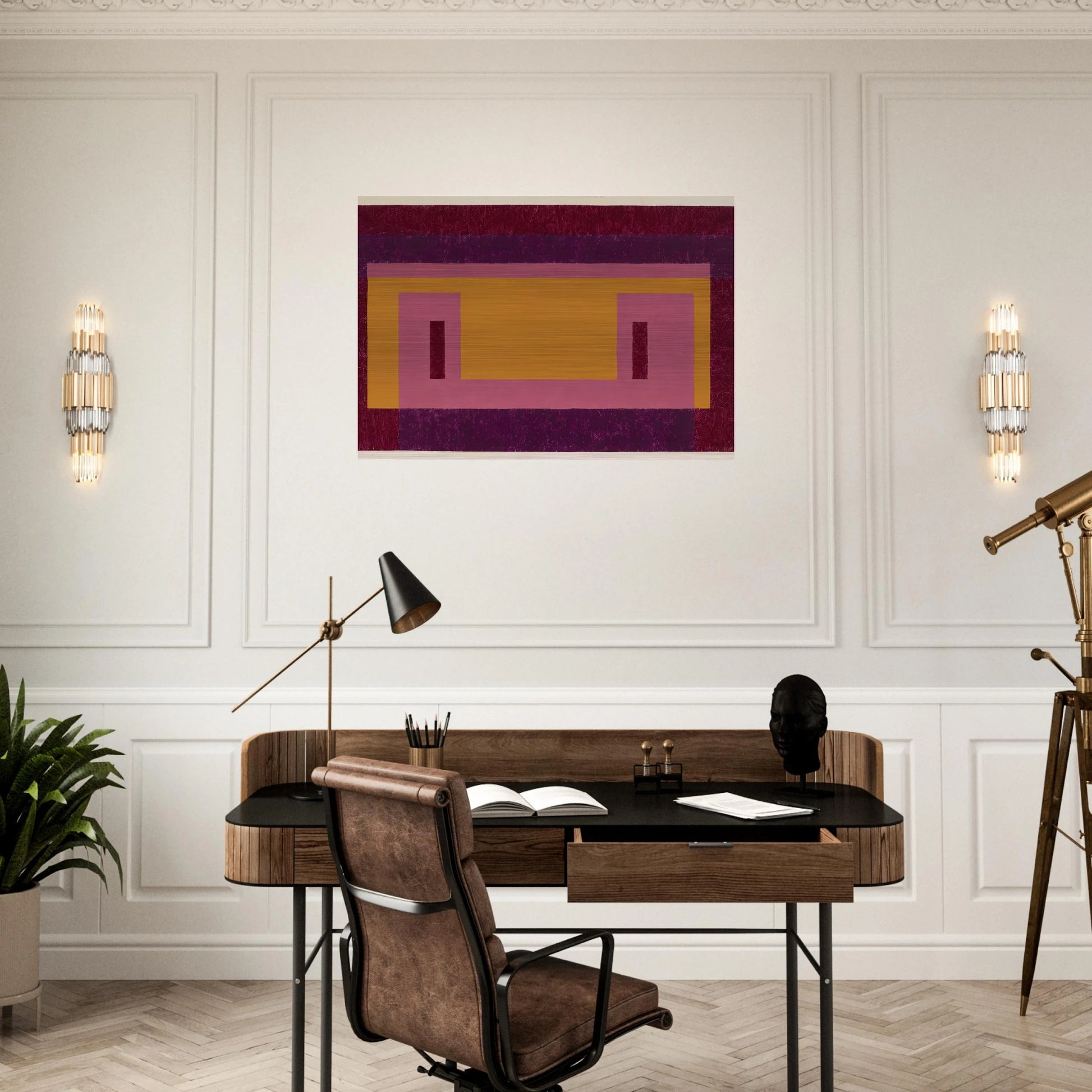 VARIANT ADOBE FAMILIAR FRONT 1948 - Josef Albers Brushed Aluminum Print - 70x100 cm / 28x40 inches | Josef Albers Aluminum Print | Josef Albers Prints