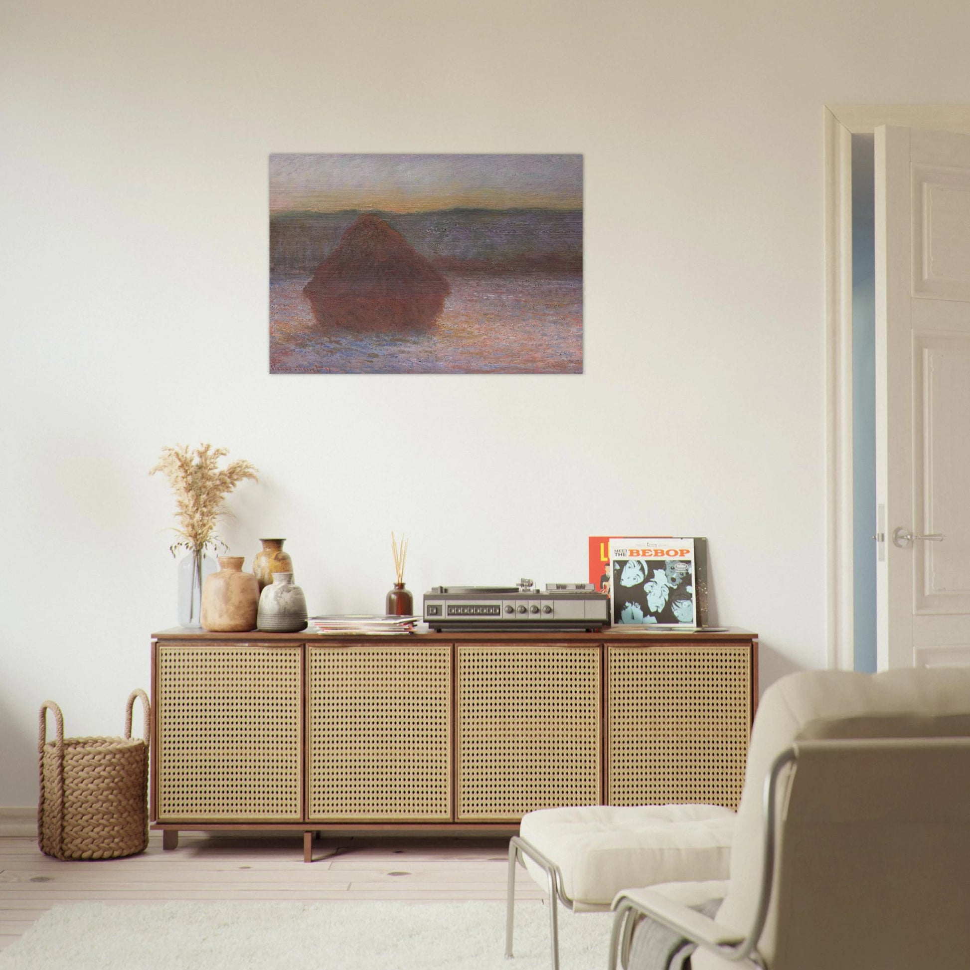 Stack of Wheat Thaw, Sunset - claude monet Brushed Aluminum Print - 70x100 cm / 28x40 inches | claude monet Aluminum Print | claude monet Prints