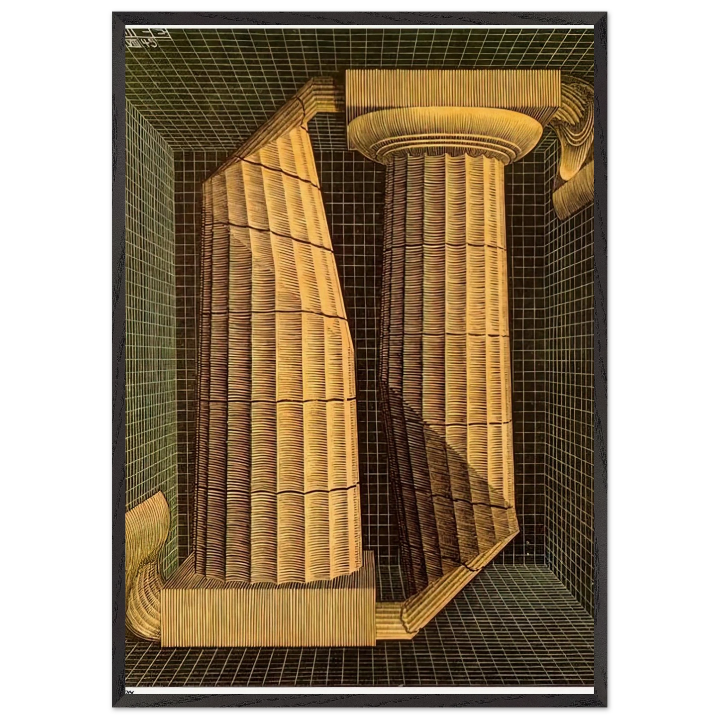 DORIC COLUMNS - MC Escher 70x100 cm / 28x40 inches Framed Art Print – Black Wooden Frame | Maurits Cornelis Escher Prints