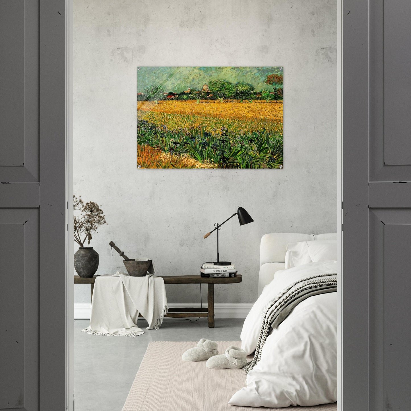 View of Arles with Irises in the Foreground - Vincent van Gogh Acrylic Print - 70x100 cm / 28x40″ inches