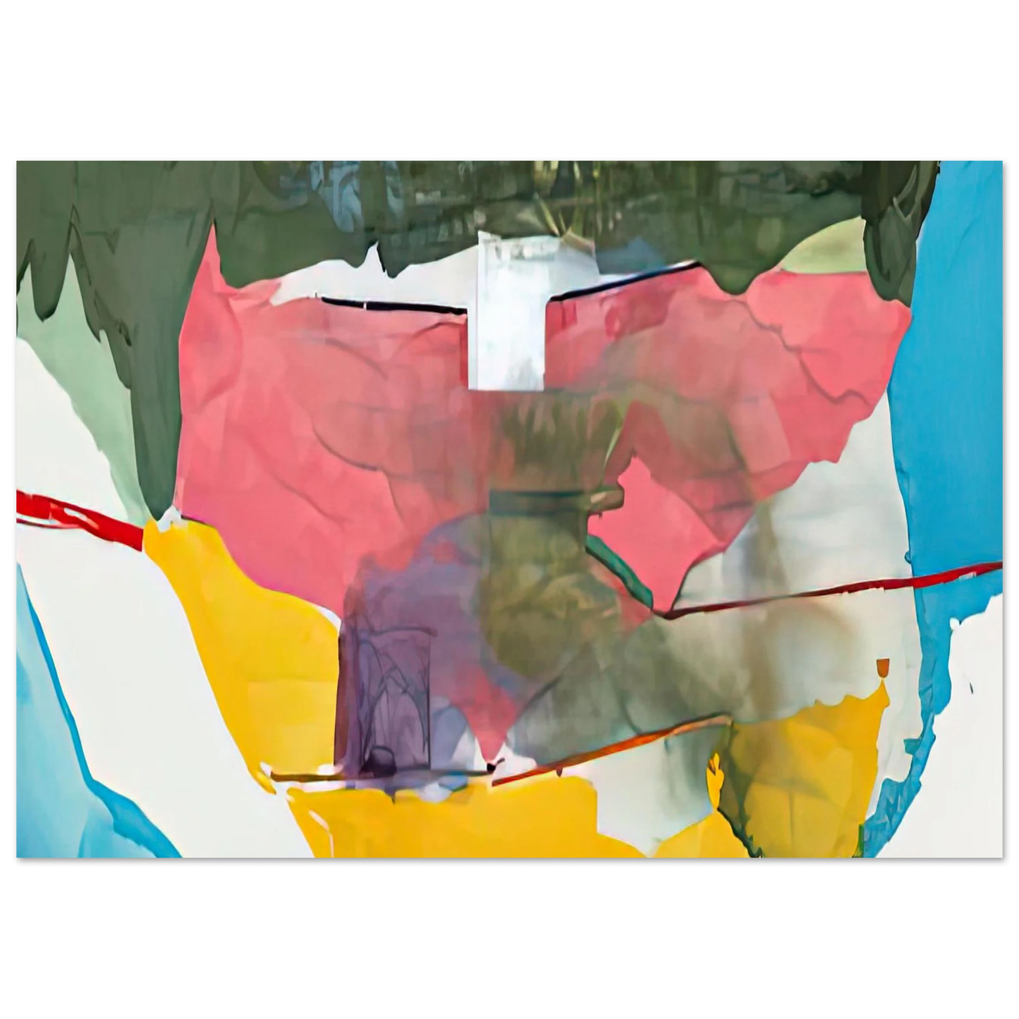 Helen Frankenthaler - Off White Square, 1973- Wall Art - 21x29.7 cm / 8x12" - Premium Wooden Framed Poster With Fine Art Paper-canvas - White frame