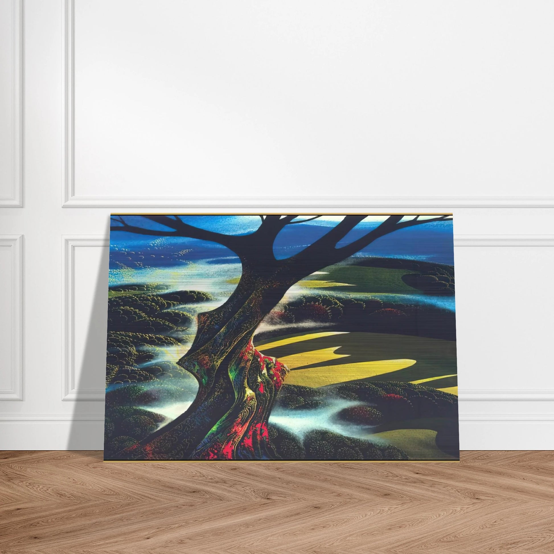 Autumn Shadows - Eyvind Earle Brushed Aluminum Print - 70x100 cm / 28x40 inches | Eyvind Earle Aluminum Print | Eyvind Earle Prints