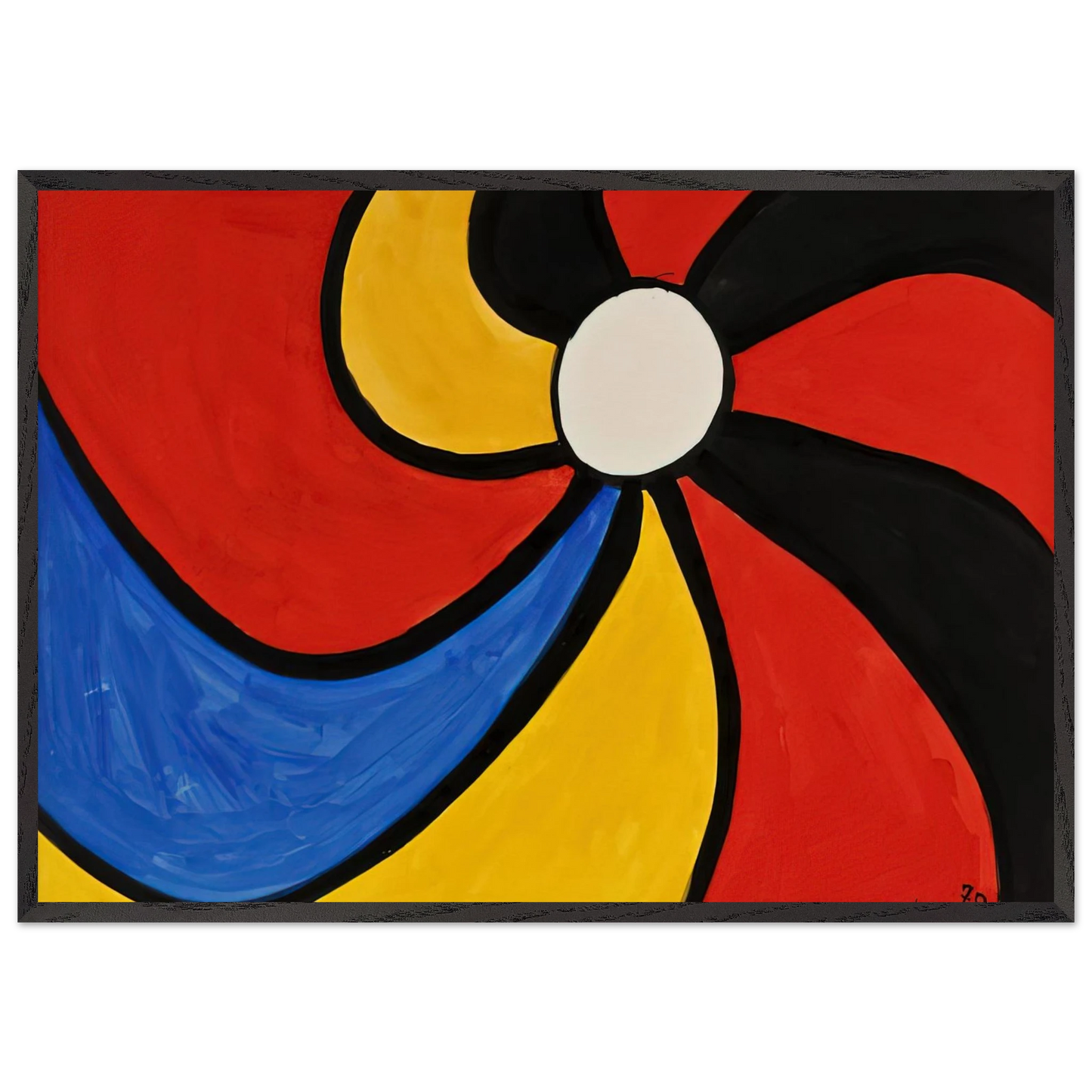 THE BIG WHEEL 1970 - Alexander Calder 70x100 cm / 28x40 inches Framed Art Print – Black Wooden Frame