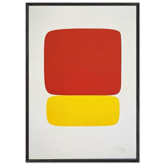 Red over Yellow from Suite of Twenty-Seven Color Lithographs - Ellsworth Kelly 70x100 cm / 28x40 inches Framed Art Print – Black Wooden Frame