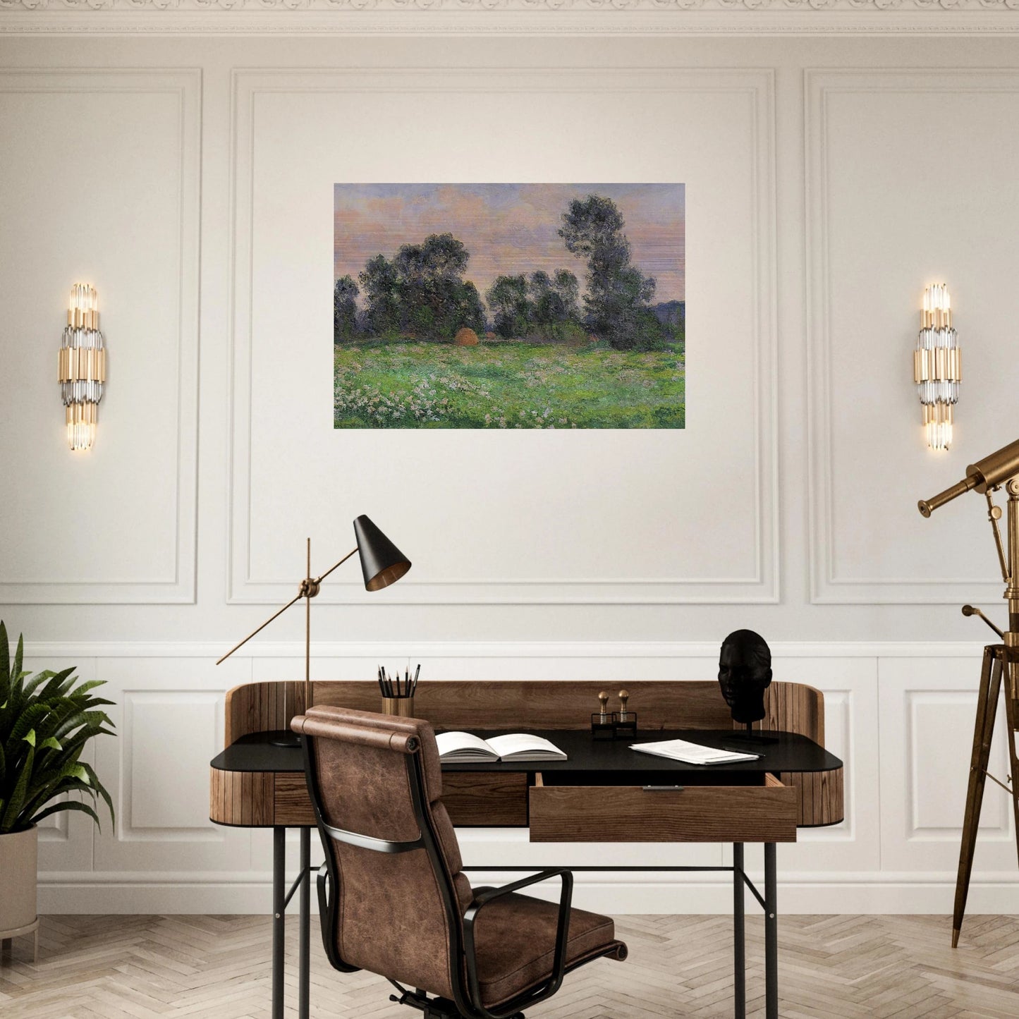 Meadow in Giverny - claude monet Brushed Aluminum Print - 70x100 cm / 28x40 inches | claude monet Aluminum Print | claude monet Prints