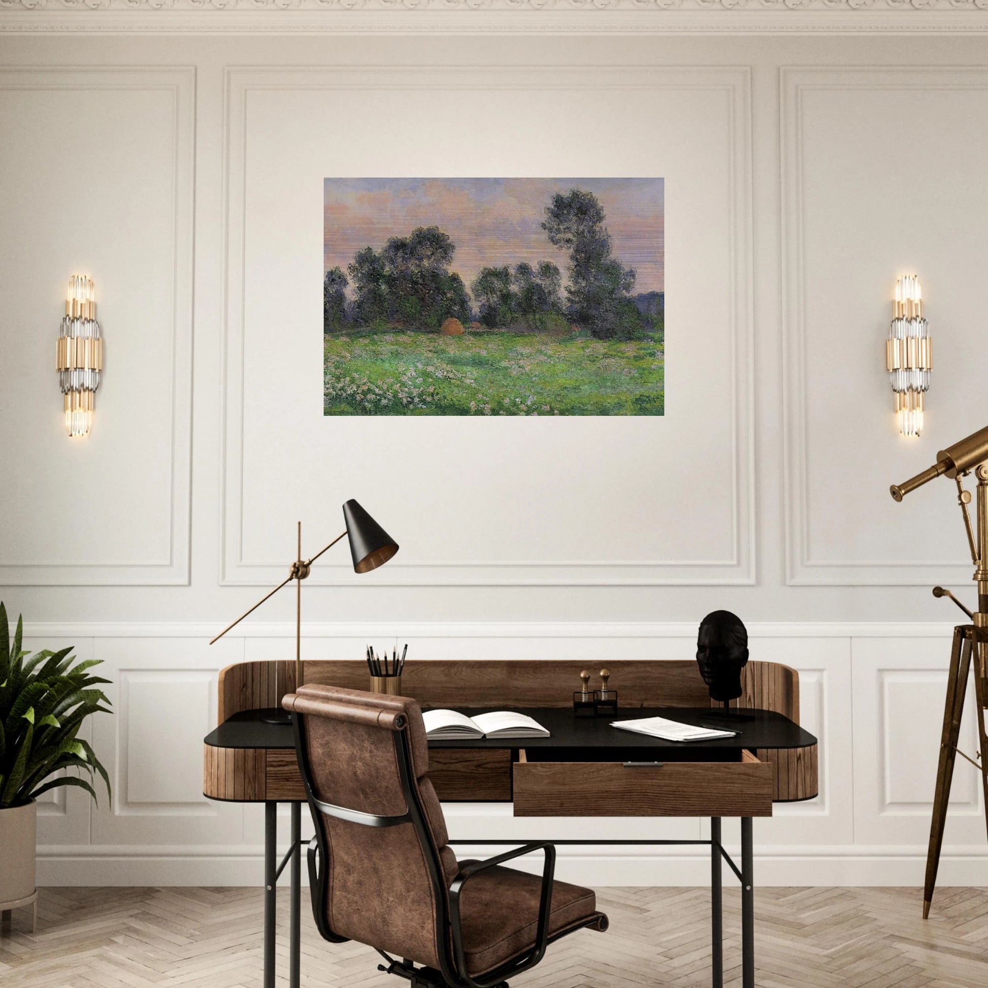 Meadow in Giverny - claude monet Brushed Aluminum Print - 70x100 cm / 28x40 inches | claude monet Aluminum Print | claude monet Prints