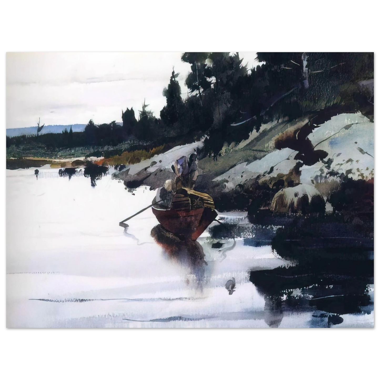 Andrew Wyeth - TURKEY COVE LEDGE Wall Art - 21x29.7 cm / 8x12" - Fine Art Poster-canvas - -