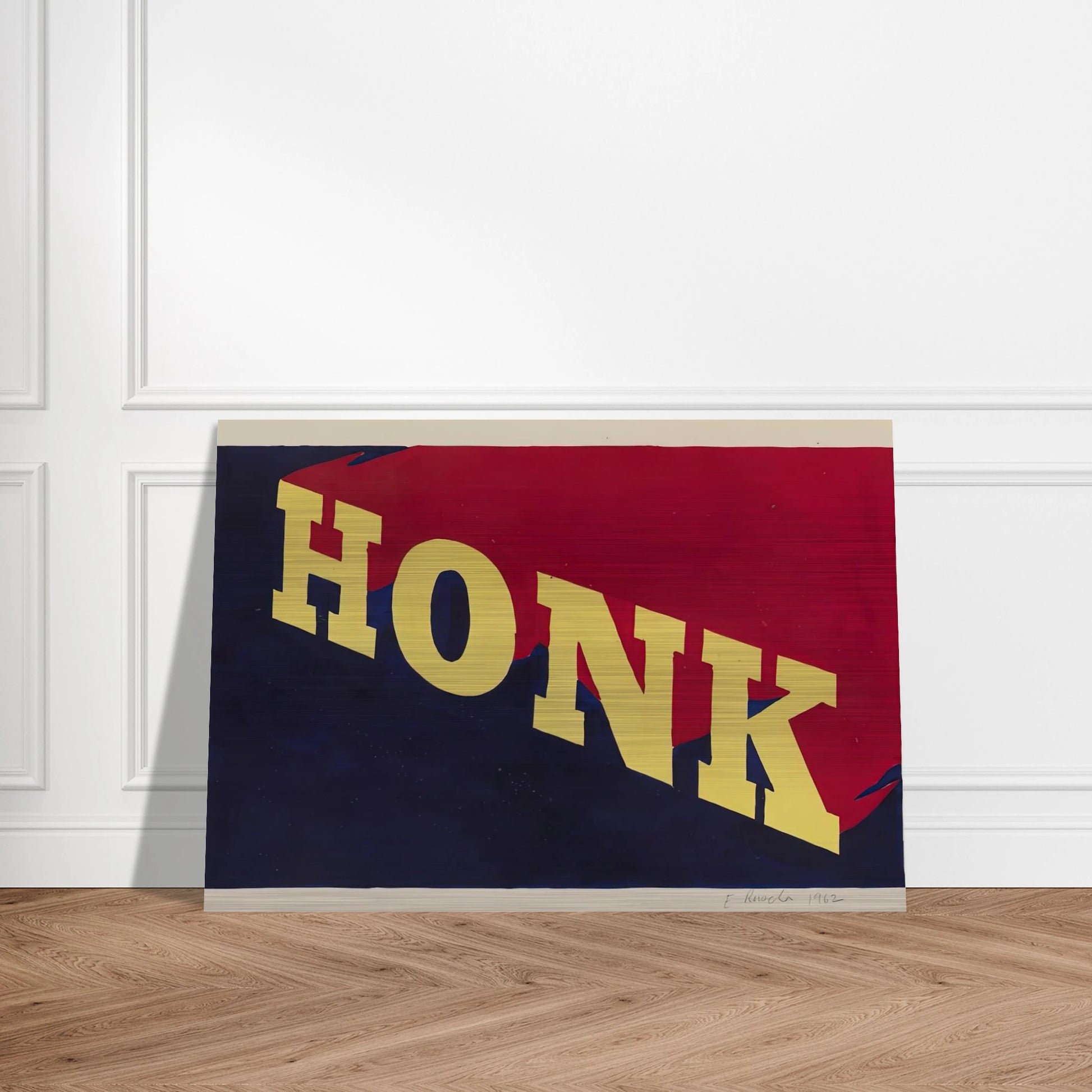 HONK 1962 - Edward Ruscha Brushed Aluminum Print - 70x100 cm / 28x40 inches | Edward Ruscha Aluminum Print | Edward Ruscha Prints