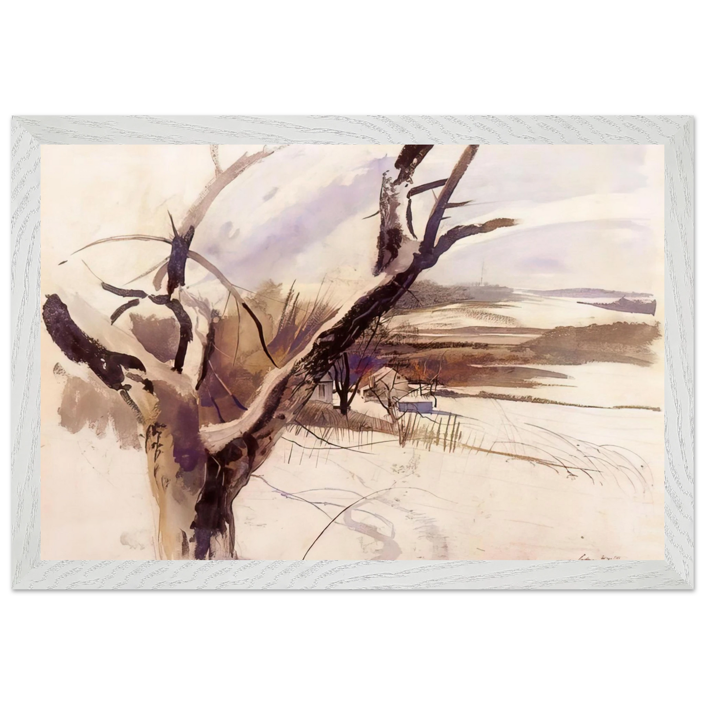 Andrew Wyeth - WINTER FARM SCENE Wall Art - 30x40 cm / 12x16 inches - Fine Art Poster-canvas - -