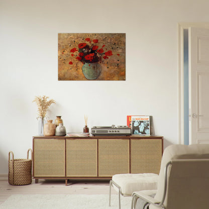 VASE OF POPPIES - Odilon Redon Brushed Aluminum Print - 70x100 cm / 28x40 inches | Odilon Redon Aluminum Print | Odilon Redon Prints