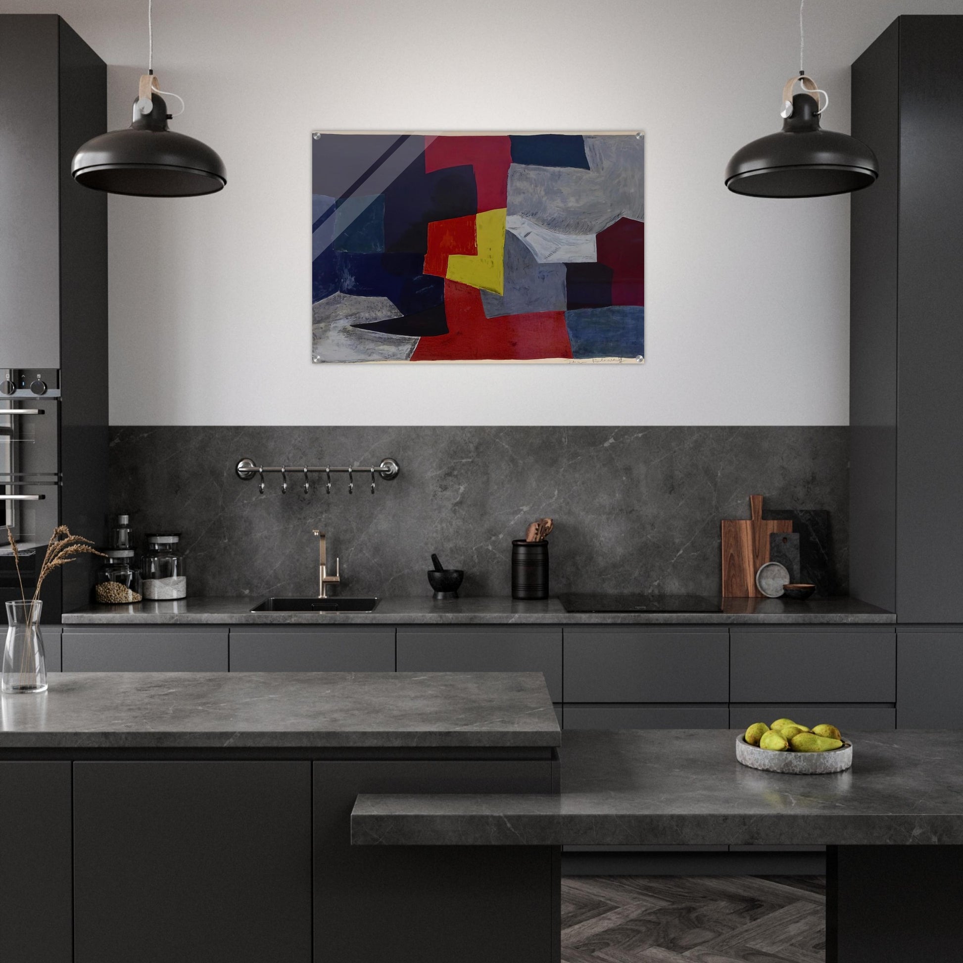 Composition grise, rouge et jaune - 1960 - Serge Poliakoff Acrylic Print - 70x100 cm / 28x40″ inches