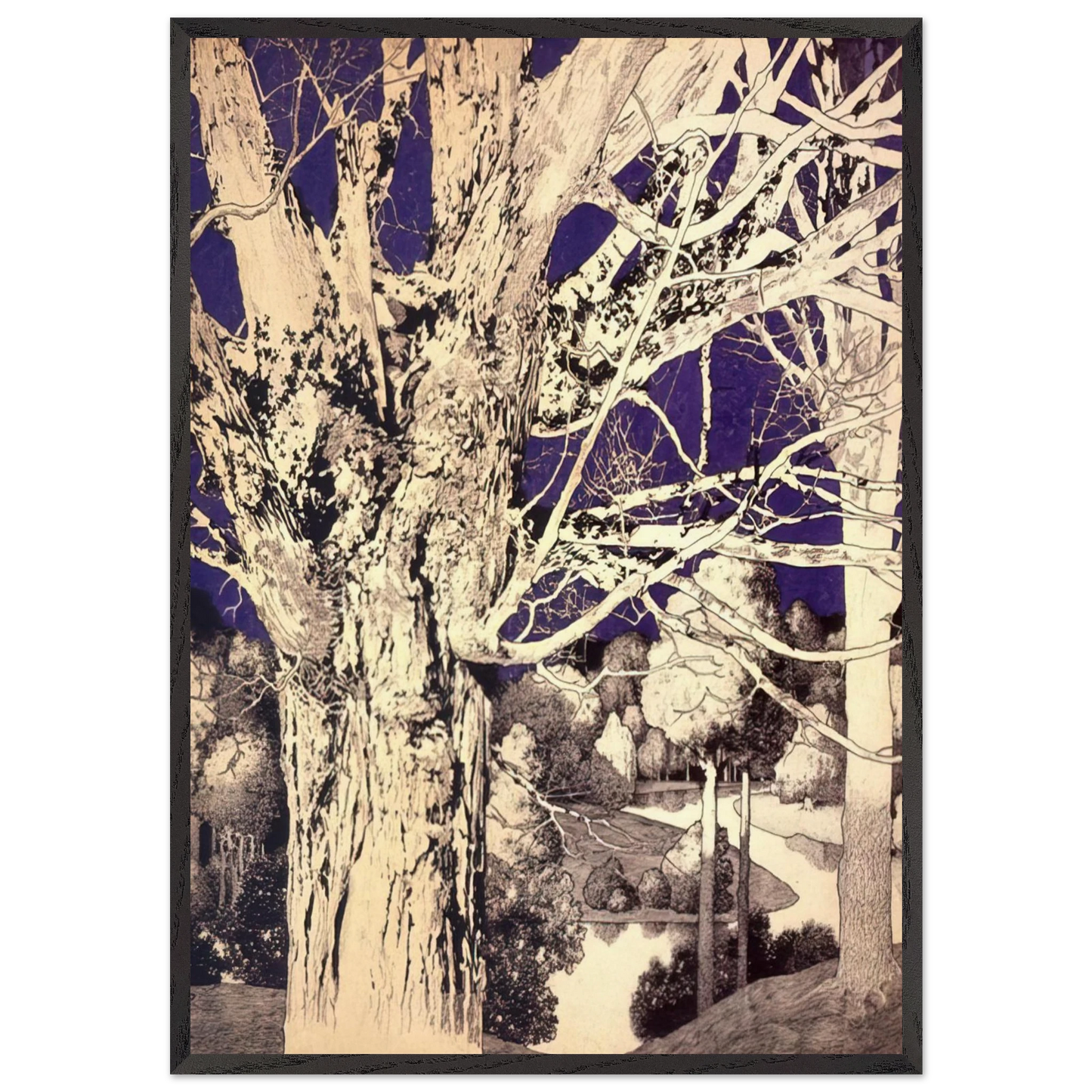 Solitude - Maxfield Parrish 70x100 cm / 28x40 inches Framed Art Print – Black Wooden Frame