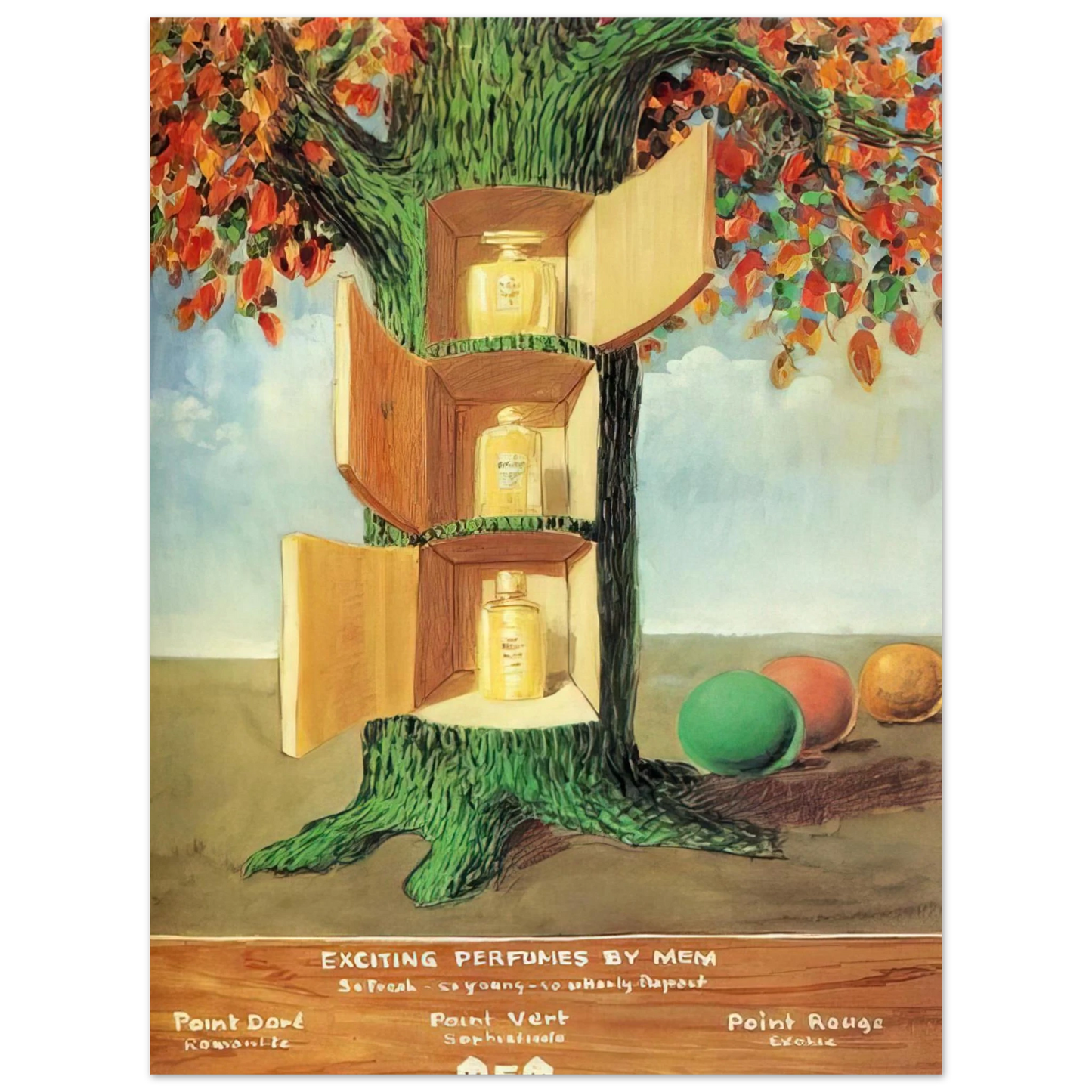 Rene Magritte - POSTER EXCITING PERFUMES BY MEM 1946  75x100 cm / 30x40inches Fine Art Poster