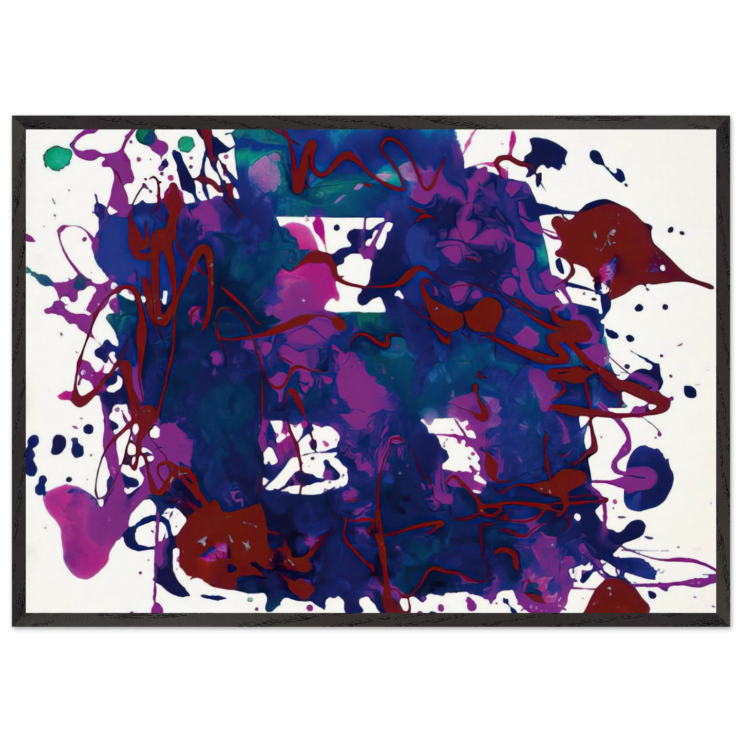 Untitled  SFP94-75  SFF 1749  - Sam Francis 70x100 cm / 28x40 inches Framed Art Print – Black Wooden Frame