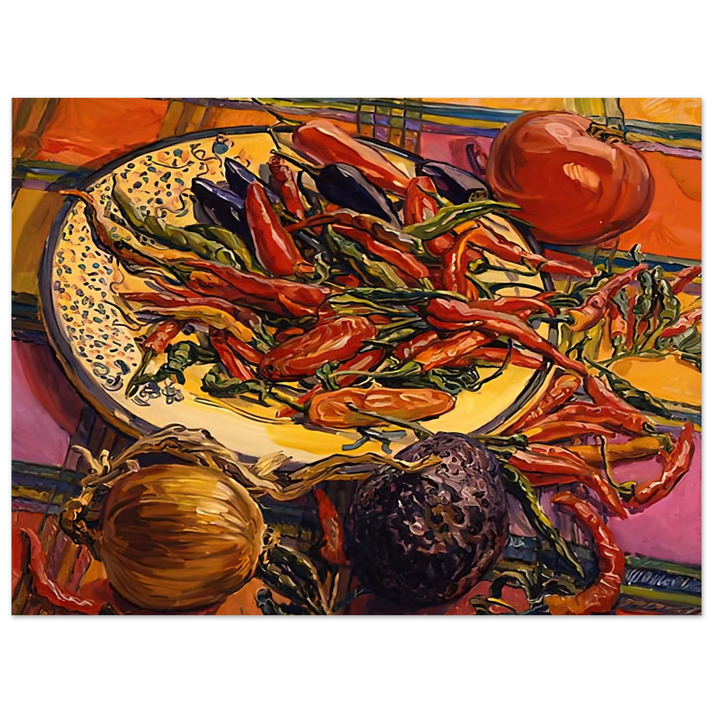 Janet Fish - CHILI PEPPERS 2005  75x100 cm / 30x40inches Fine Art Poster