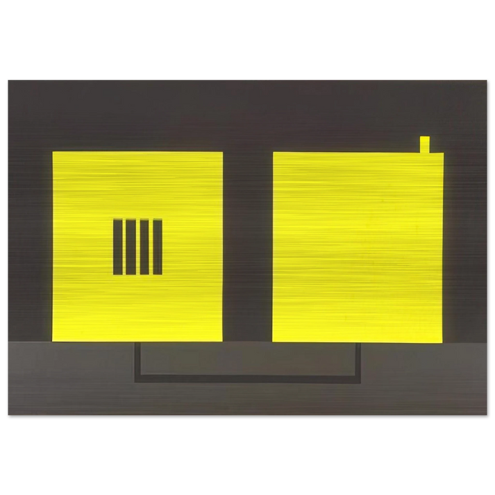 Prison  Cell with Smokestack  Conduit - 1985 - Peter Halley Brushed Aluminum Print - 70x100 cm / 28x40 inches | Peter Halley Aluminum Print | Peter Halley Prints