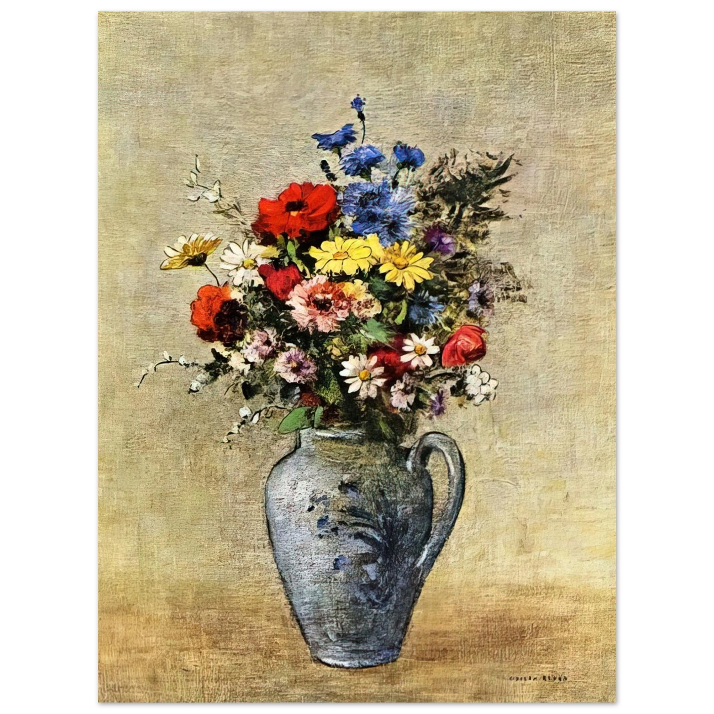 Odilon Redon - FLOWERS IN A VASE WITH ONE HANDLE  75x100 cm / 30x40inches Fine Art Poster
