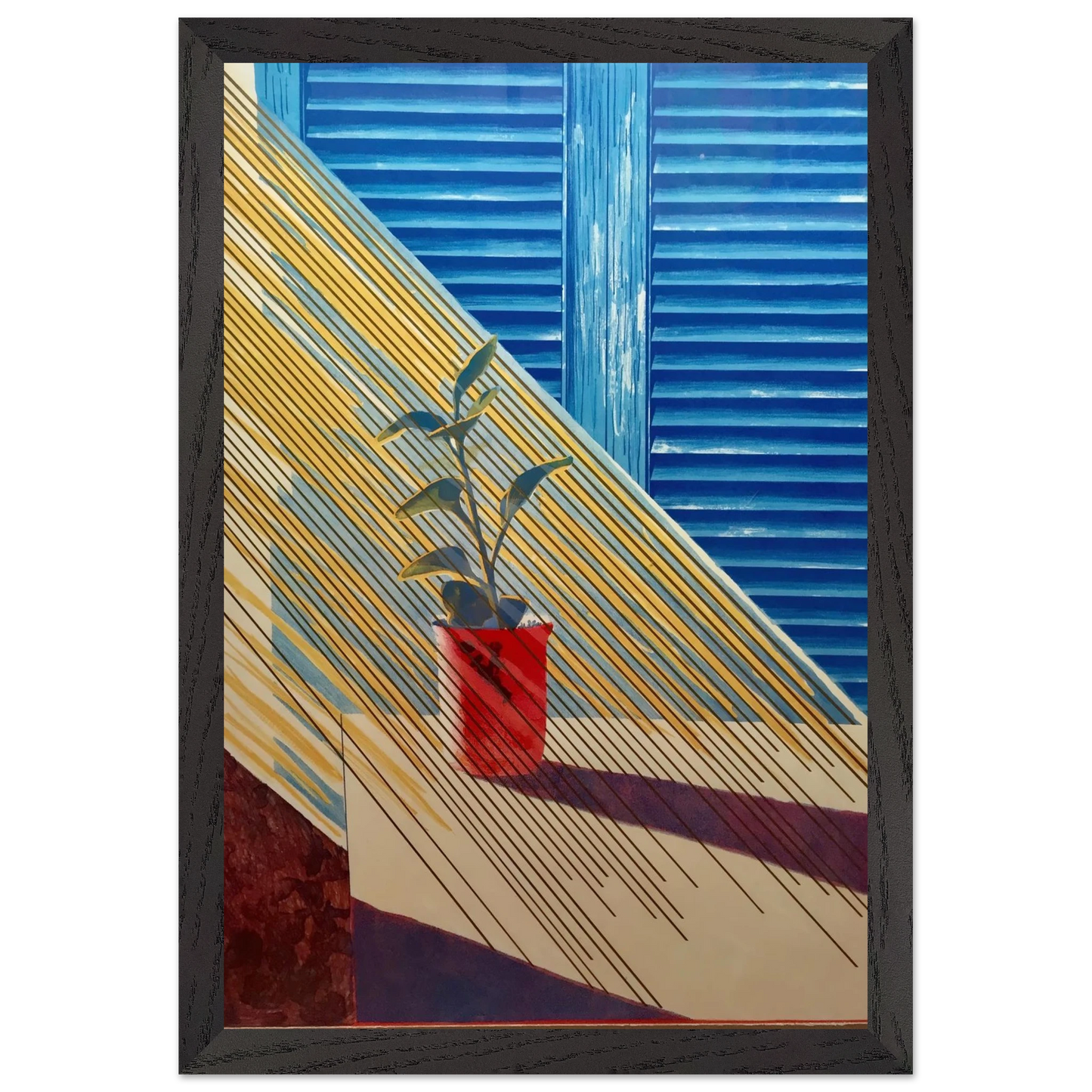 David Hockney - David Hockney Wall art - 45x60 cm / 18x24 inches - Premium Wooden Framed Poster With Fine Art Paper - White frame