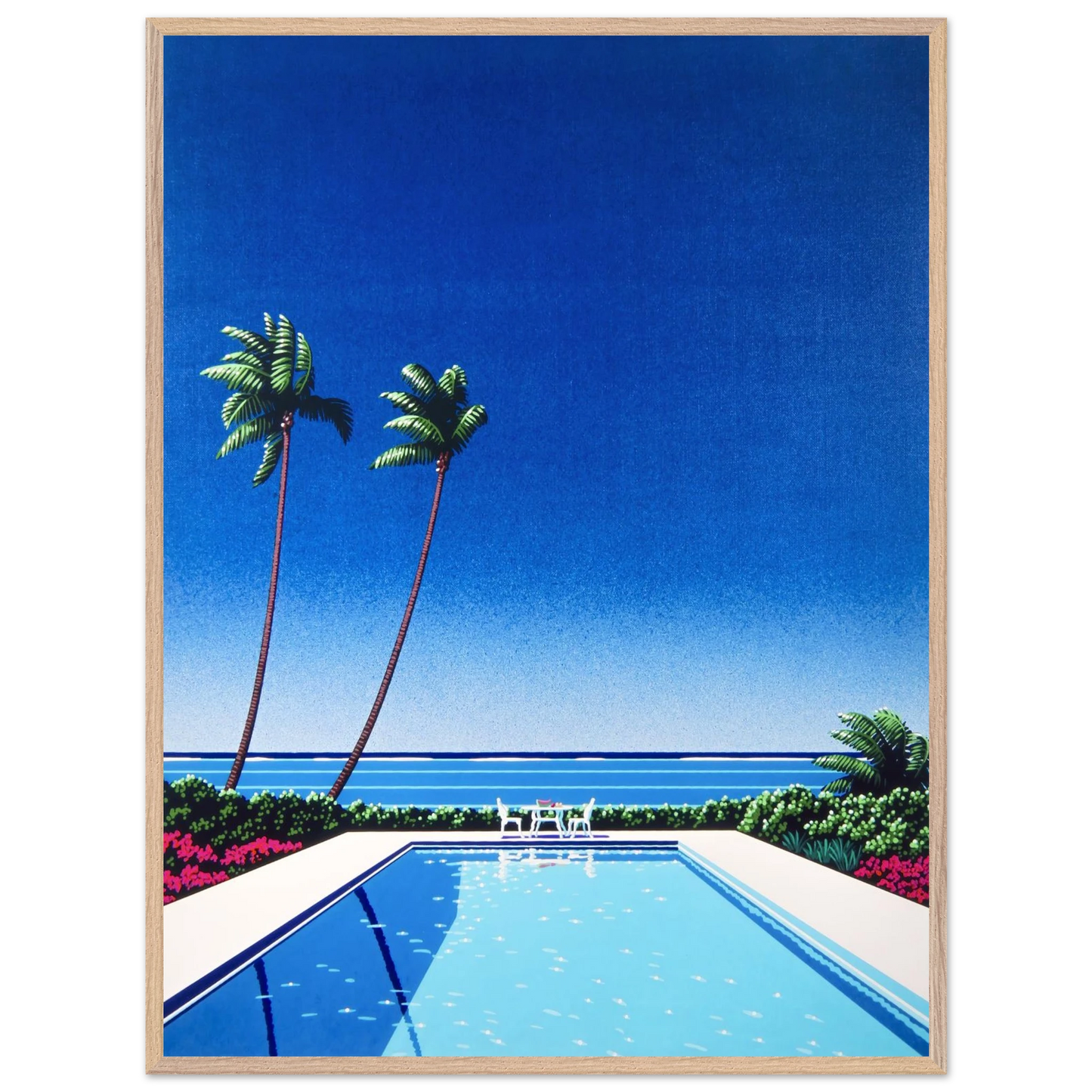 Hiroshi Nagai - Watermelon Pool Wall Art - 21x29.7 cm / 8x12" - Premium Wooden Framed Poster With Fine Art Paper - Wood frame
